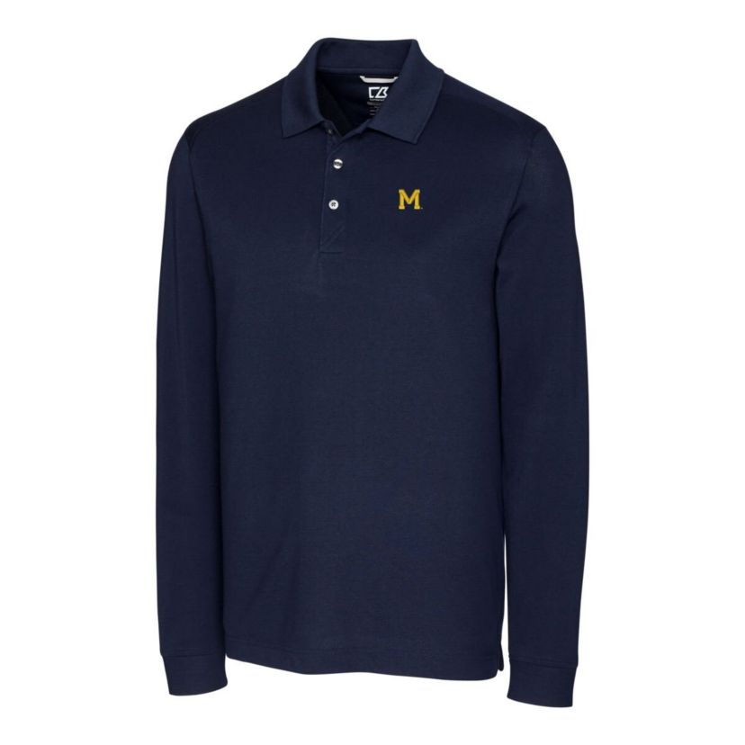 NCAA Michigan Wolverines Advantage Tri-Blend Pique Long Sleeve Polo