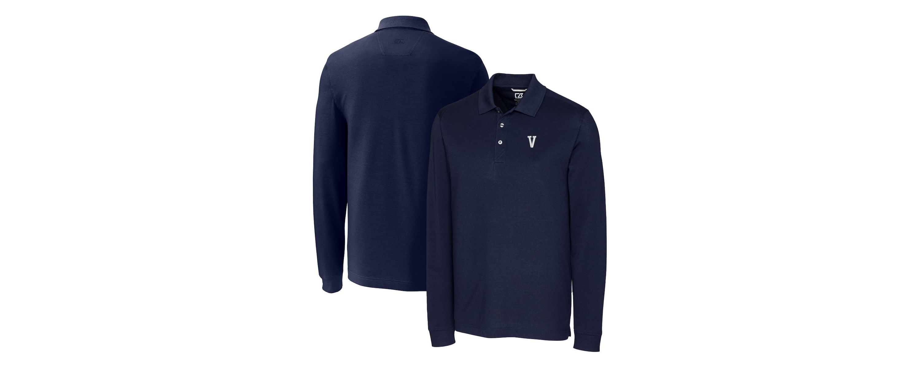 NCAA Villanova Wildcats Advantage Tri-Blend Pique Long Sleeve Polo