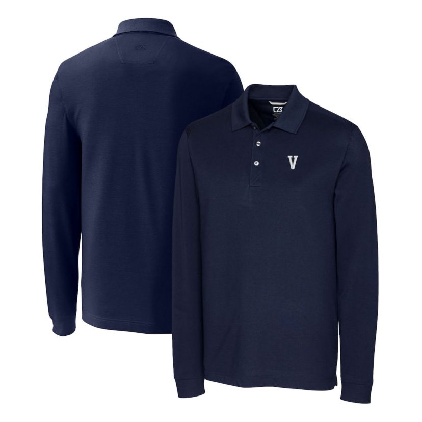 NCAA Villanova Wildcats Advantage Tri-Blend Pique Long Sleeve Polo