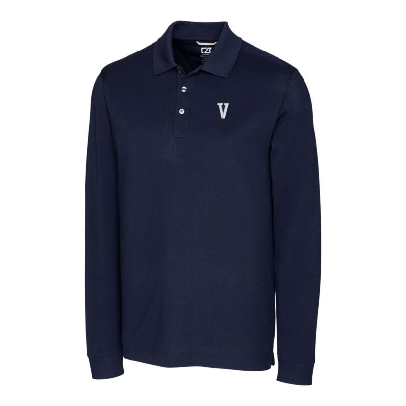 NCAA Villanova Wildcats Advantage Tri-Blend Pique Long Sleeve Polo