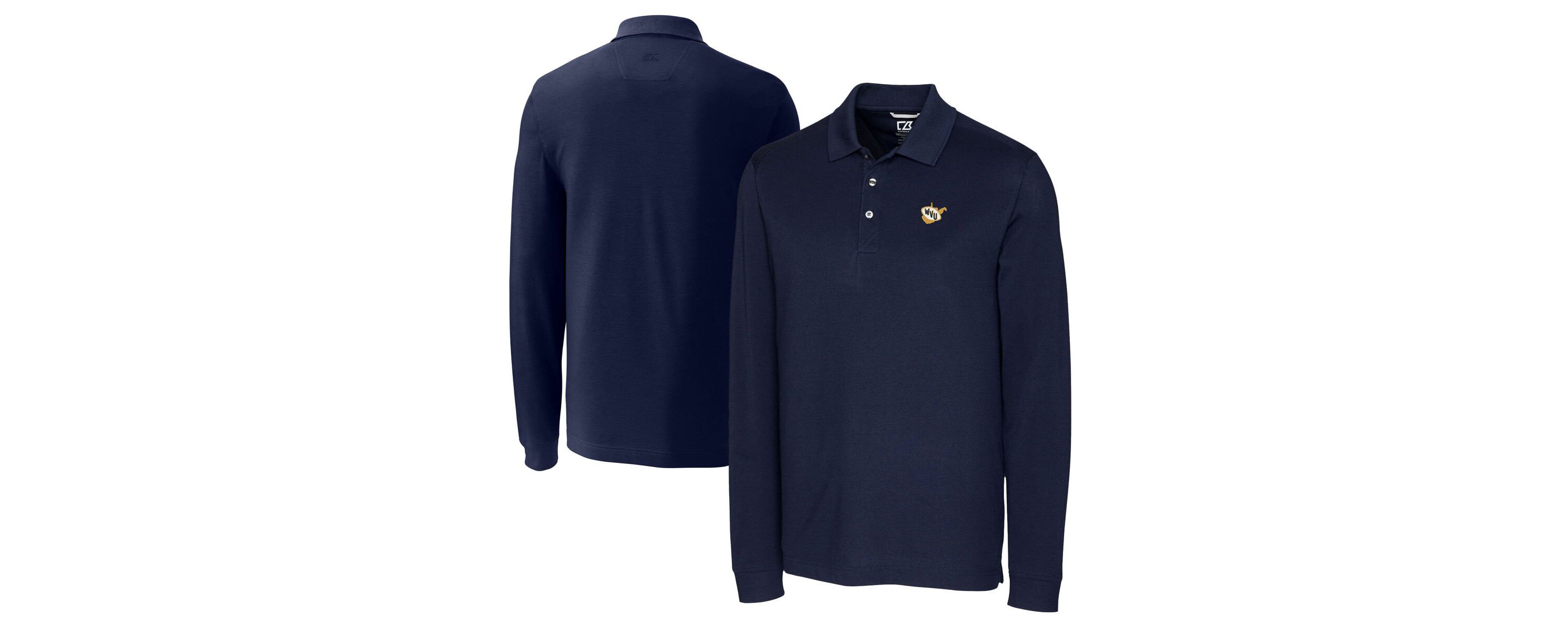 NCAA West Virginia Mountaineers Vault Advantage Tri-Blend Pique Long Sleeve Polo