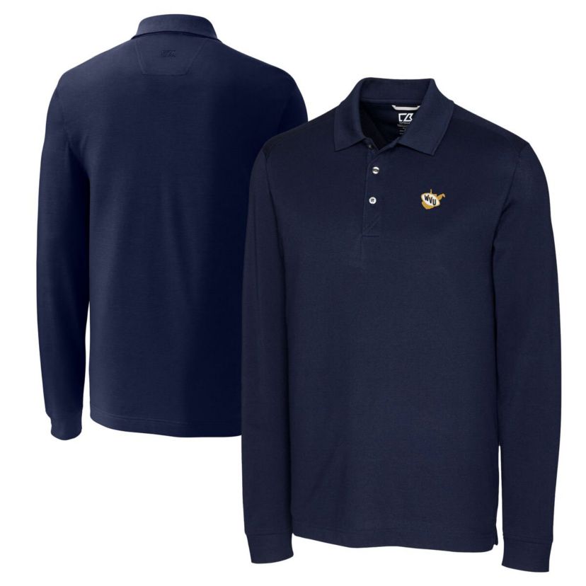 NCAA West Virginia Mountaineers Vault Advantage Tri-Blend Pique Long Sleeve Polo