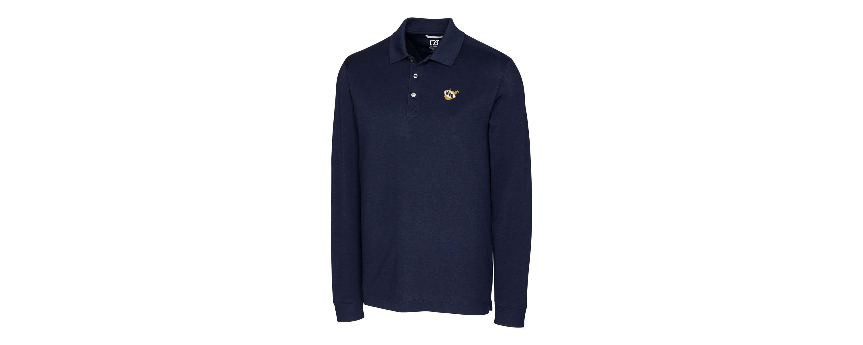 NCAA West Virginia Mountaineers Vault Advantage Tri-Blend Pique Long Sleeve Polo
