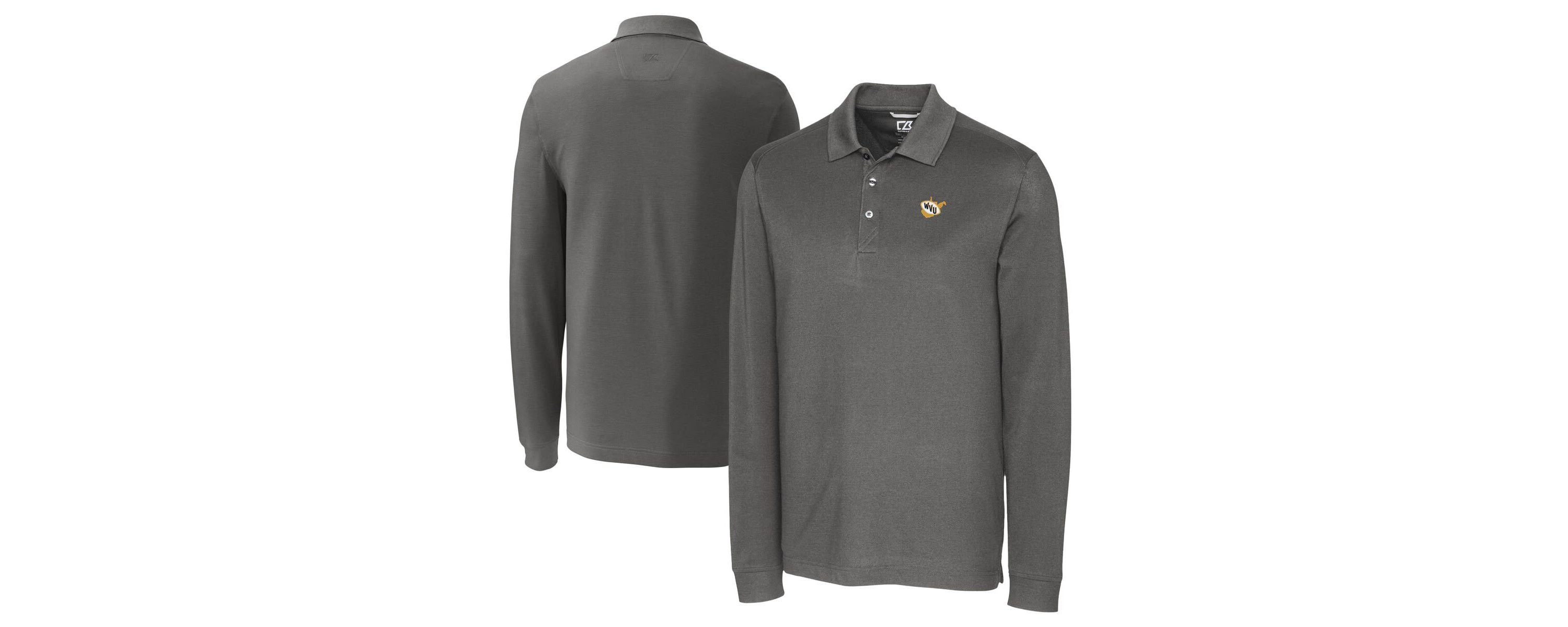 NCAA West Virginia Mountaineers Vault Advantage Tri-Blend Pique Long Sleeve Polo