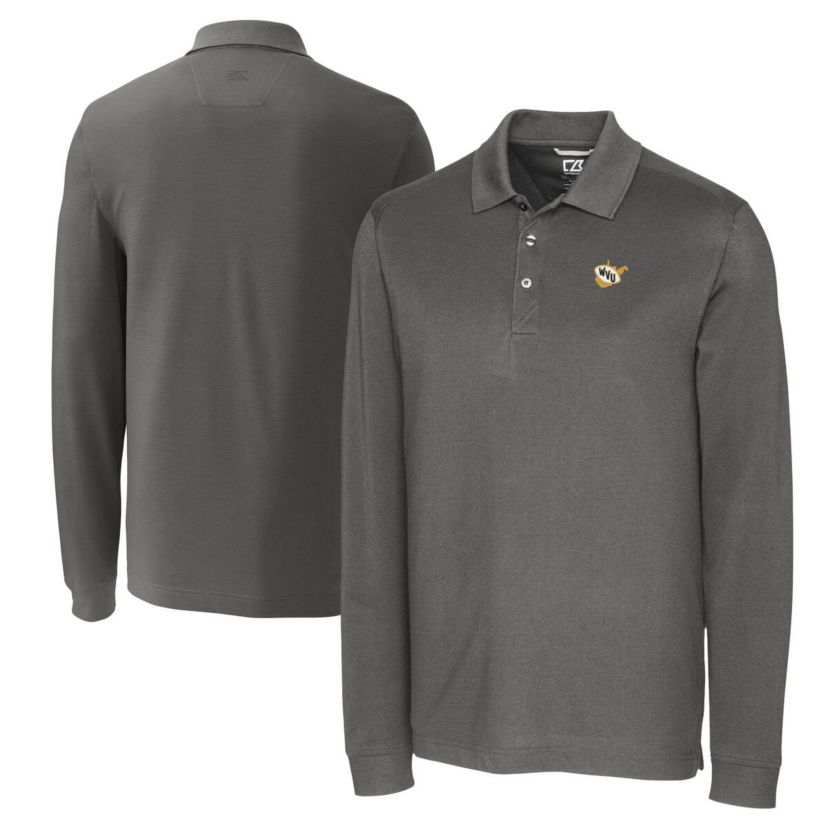 NCAA West Virginia Mountaineers Vault Advantage Tri-Blend Pique Long Sleeve Polo