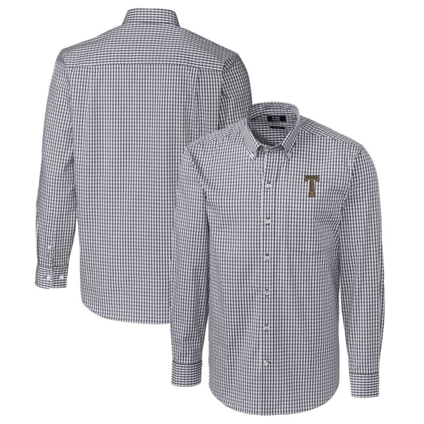 Georgia Tech Yellow Jackets NCAA Georgia Tech Jackets Easy Care Stretch Gingham Long Sleeve Button-Down Shirt