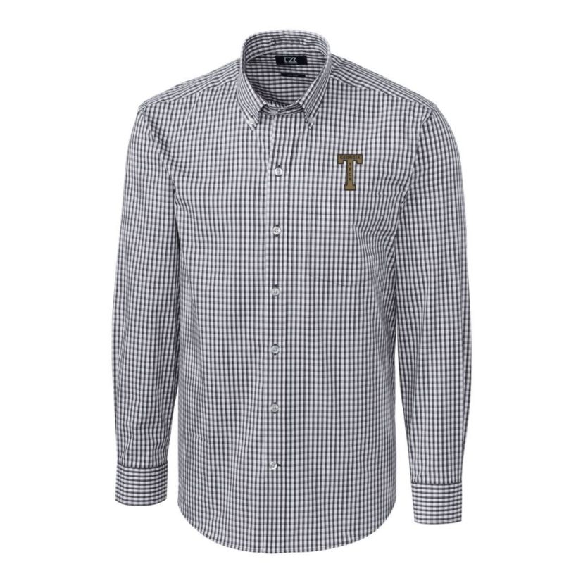 Georgia Tech Yellow Jackets NCAA Georgia Tech Jackets Easy Care Stretch Gingham Long Sleeve Button-Down Shirt