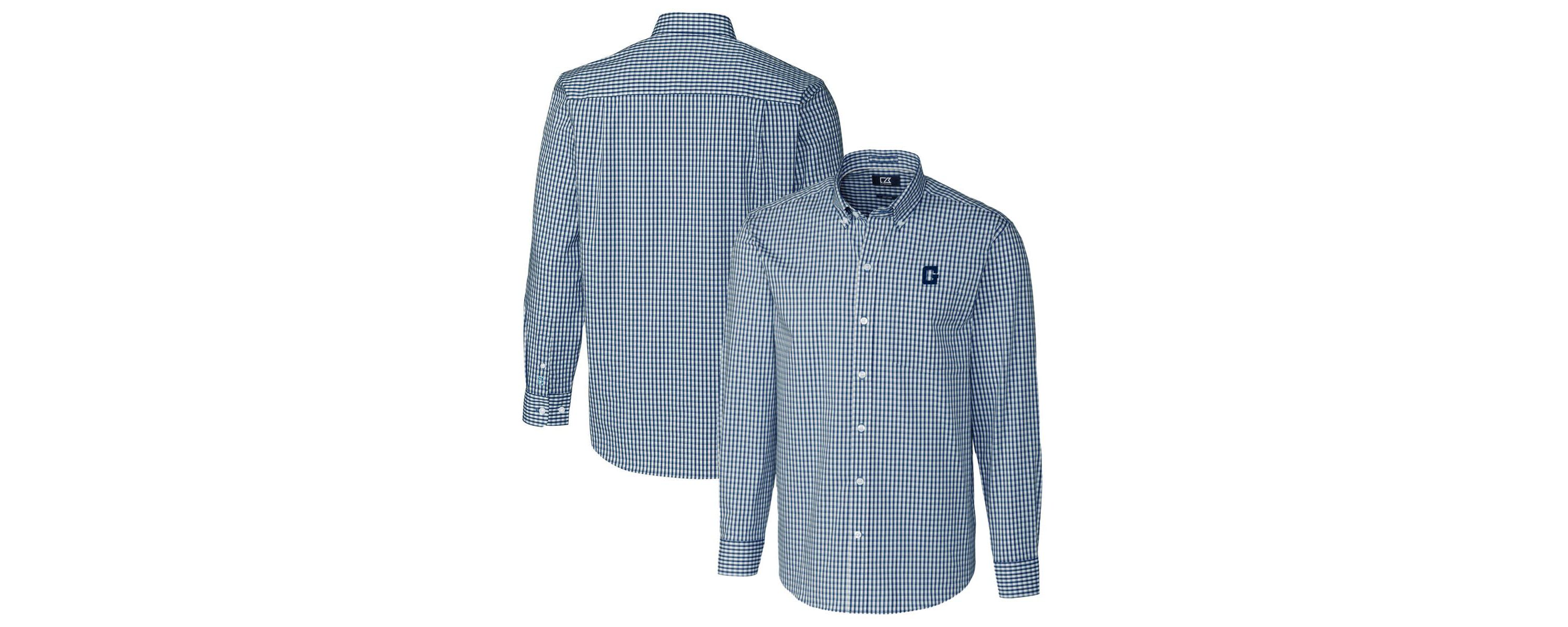 NCAA Georgetown Hoyas Easy Care Stretch Gingham Long Sleeve Button-Down Shirt