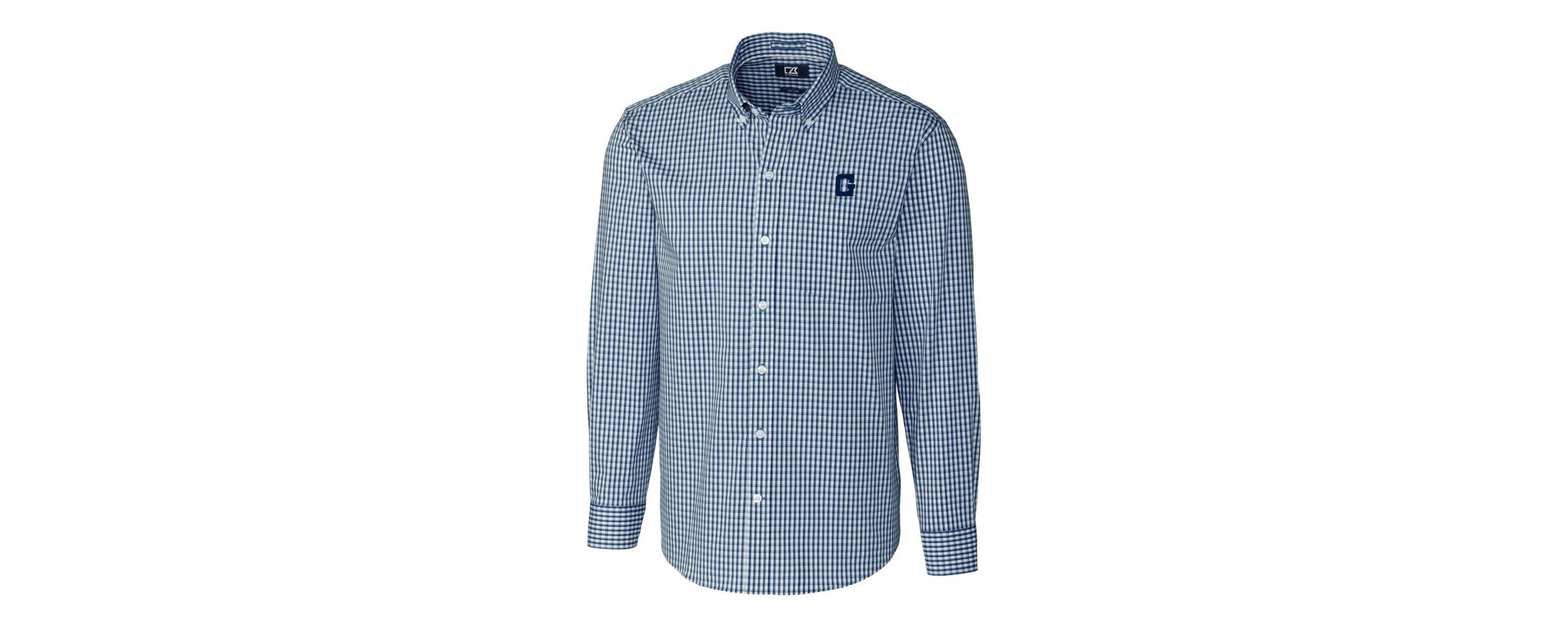 NCAA Georgetown Hoyas Easy Care Stretch Gingham Long Sleeve Button-Down Shirt