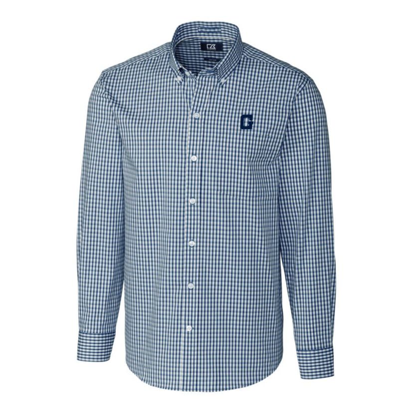 NCAA Georgetown Hoyas Easy Care Stretch Gingham Long Sleeve Button-Down Shirt