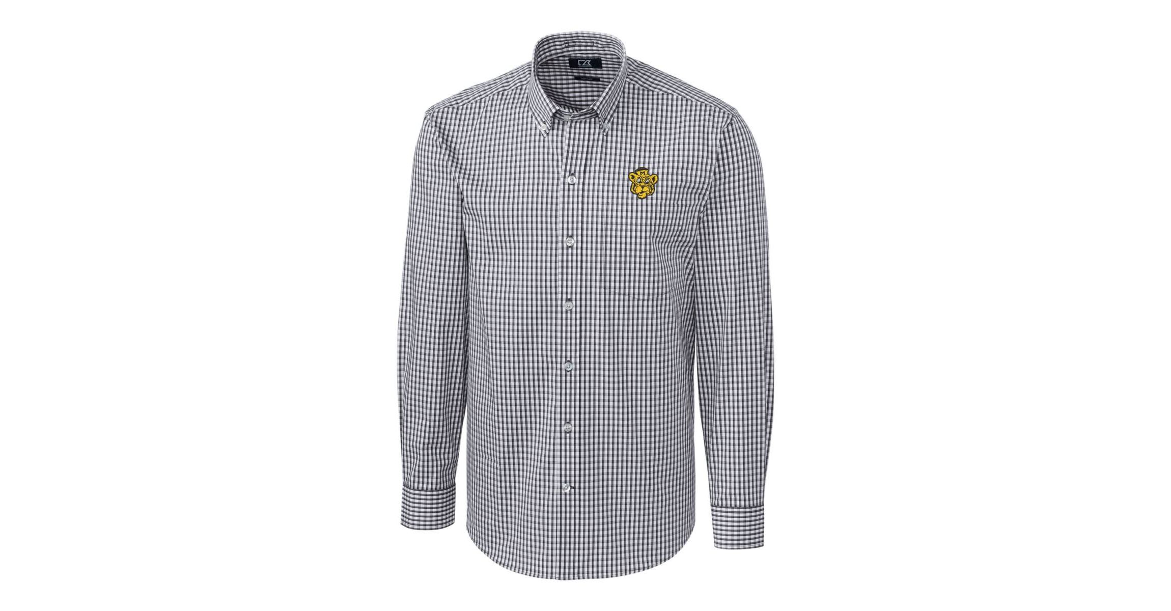 NCAA Missouri Tigers Easy Care Stretch Gingham Long Sleeve Button-Down Shirt