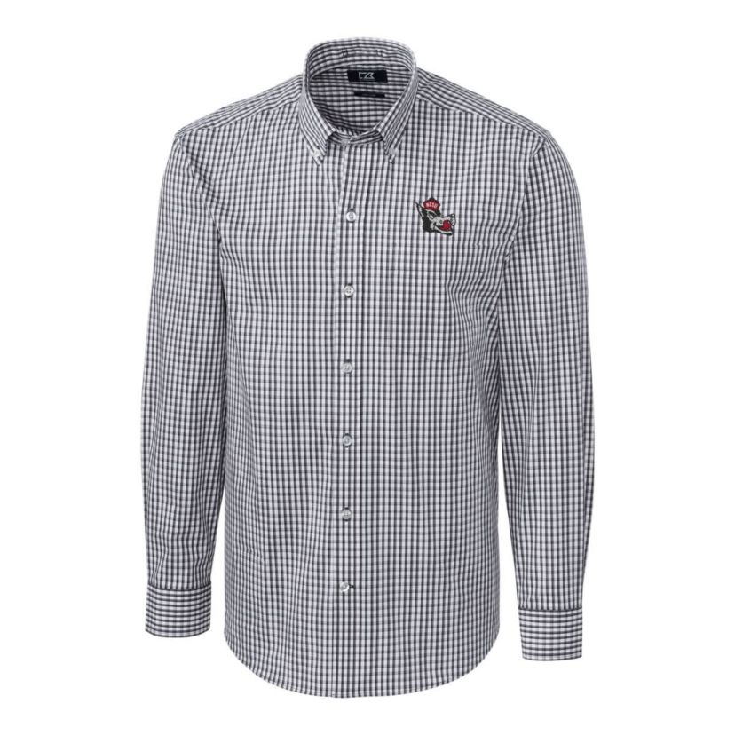 NCAA NC State Wolfpack Easy Care Stretch Gingham Long Sleeve Button-Down Shirt
