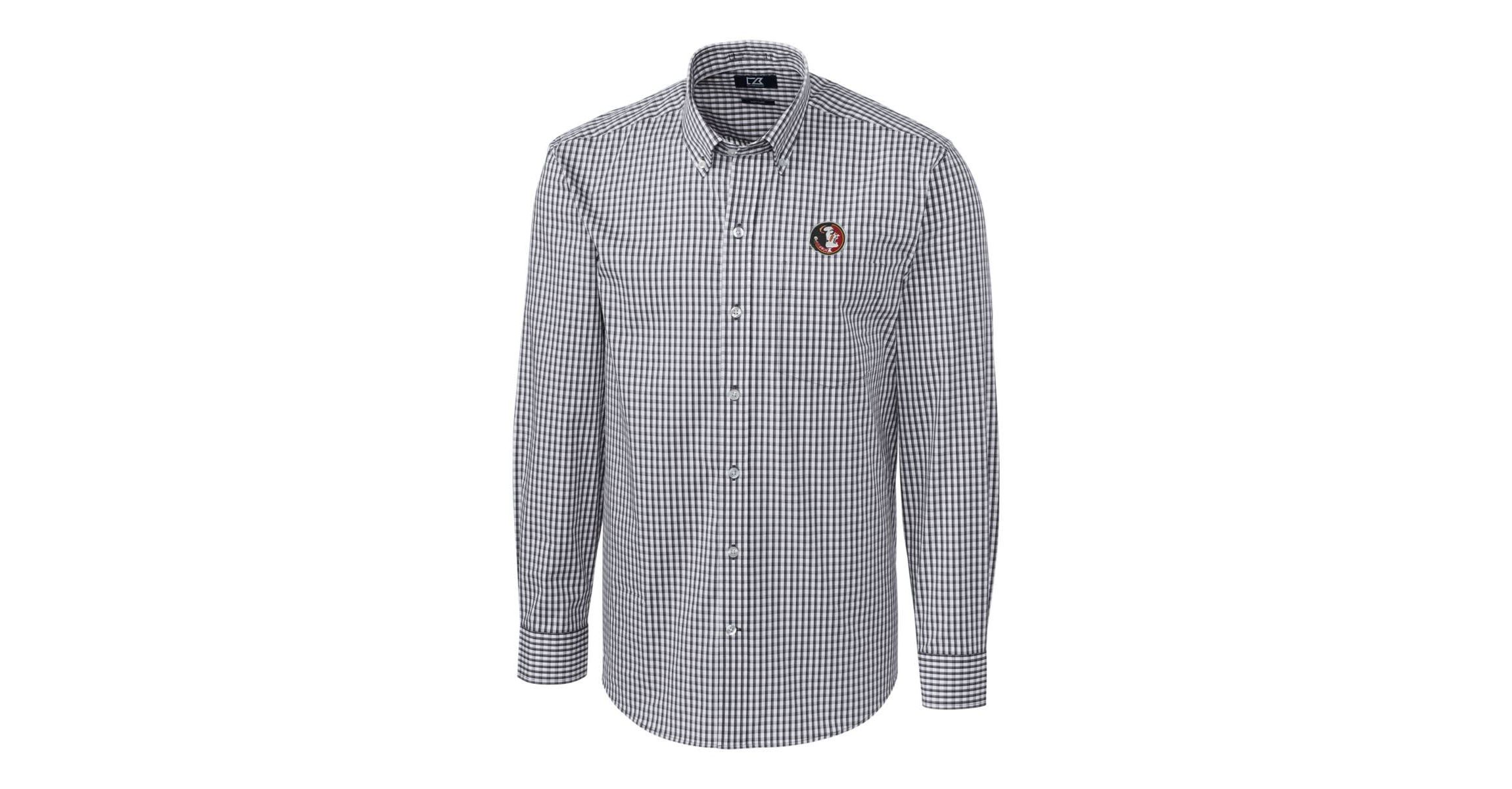 NCAA Florida State Seminoles Easy Care Stretch Gingham Long Sleeve Button-Down Shirt