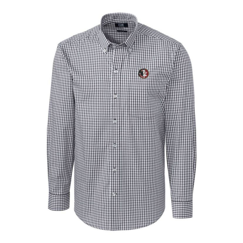 NCAA Florida State Seminoles Easy Care Stretch Gingham Long Sleeve Button-Down Shirt