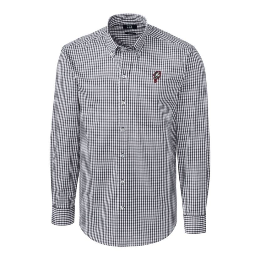 NCAA Ohio State Buckeyes Easy Care Stretch Gingham Long Sleeve Button-Down Shirt