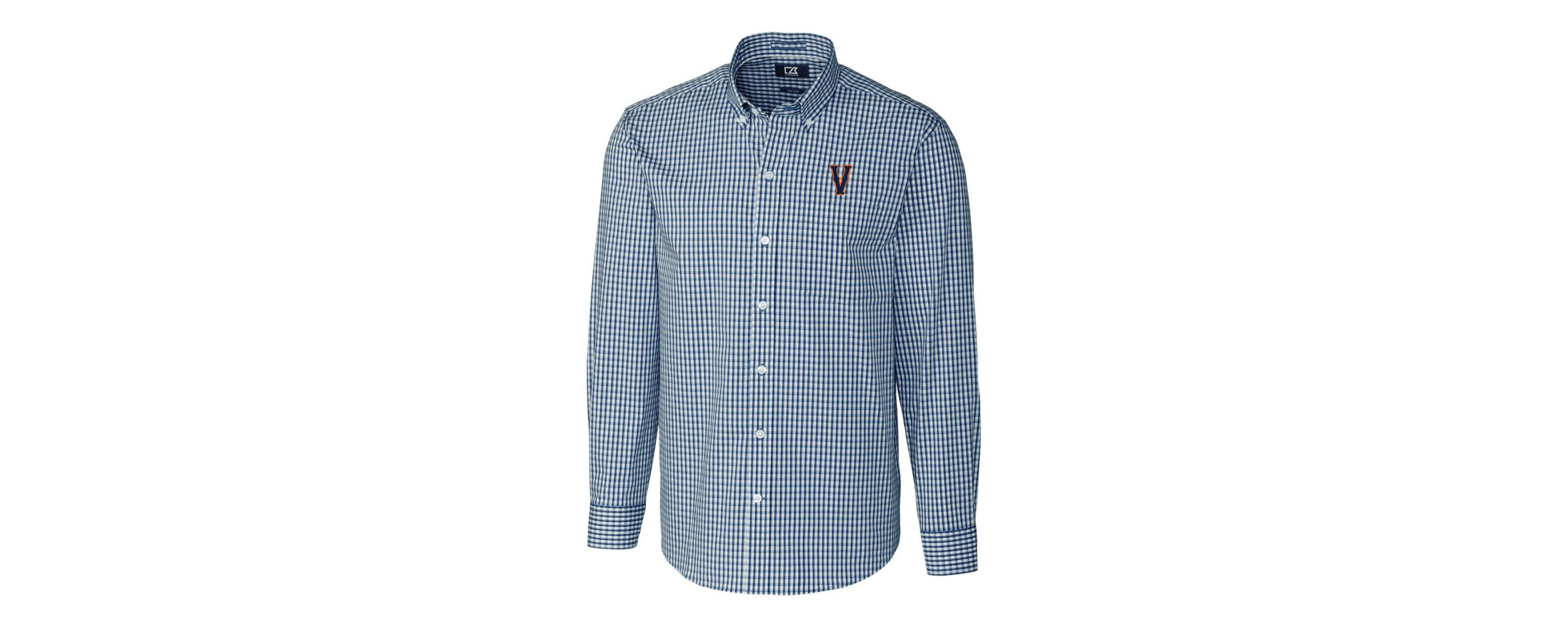 NCAA Virginia Cavaliers Vintage Easy Care Stretch Gingham Long Sleeve Button-Down Shirt