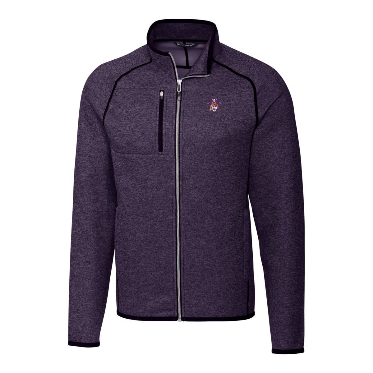 East Carolina Pirates NCAA Heather ECU Pirates Mainsail Sweater-Knit Full-Zip Jacket