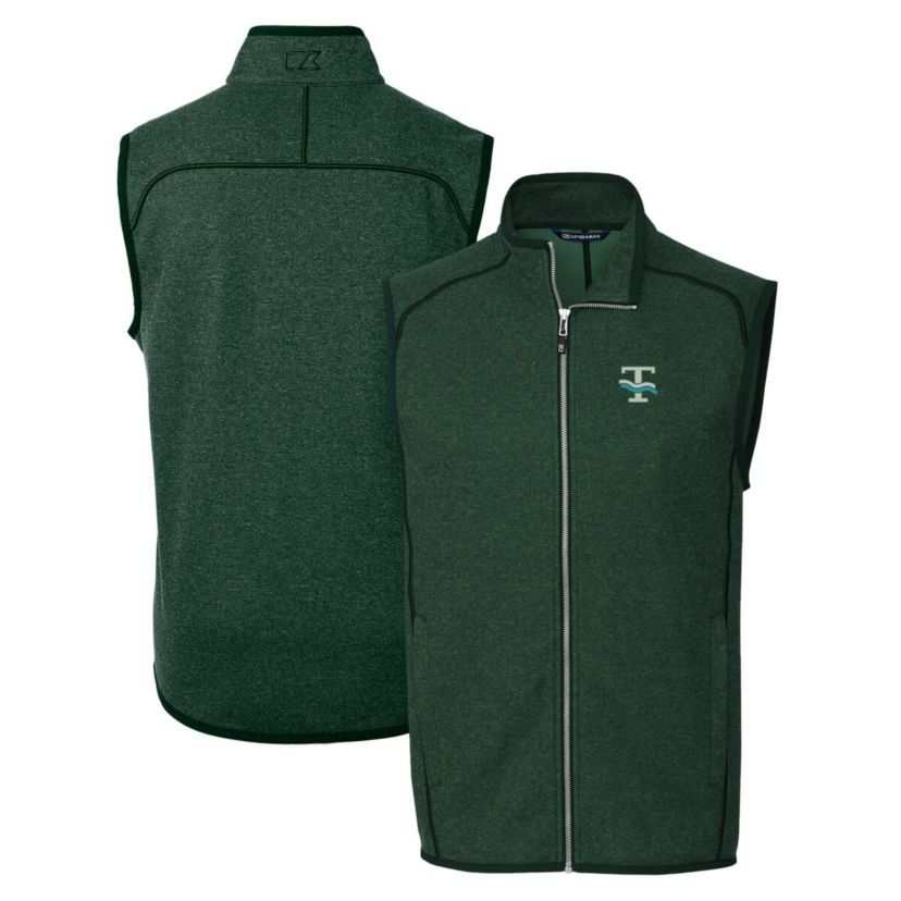 Tulane Green Wave NCAA Heather Tulane Wave Mainsail Sweater-Knit Full-Zip Vest