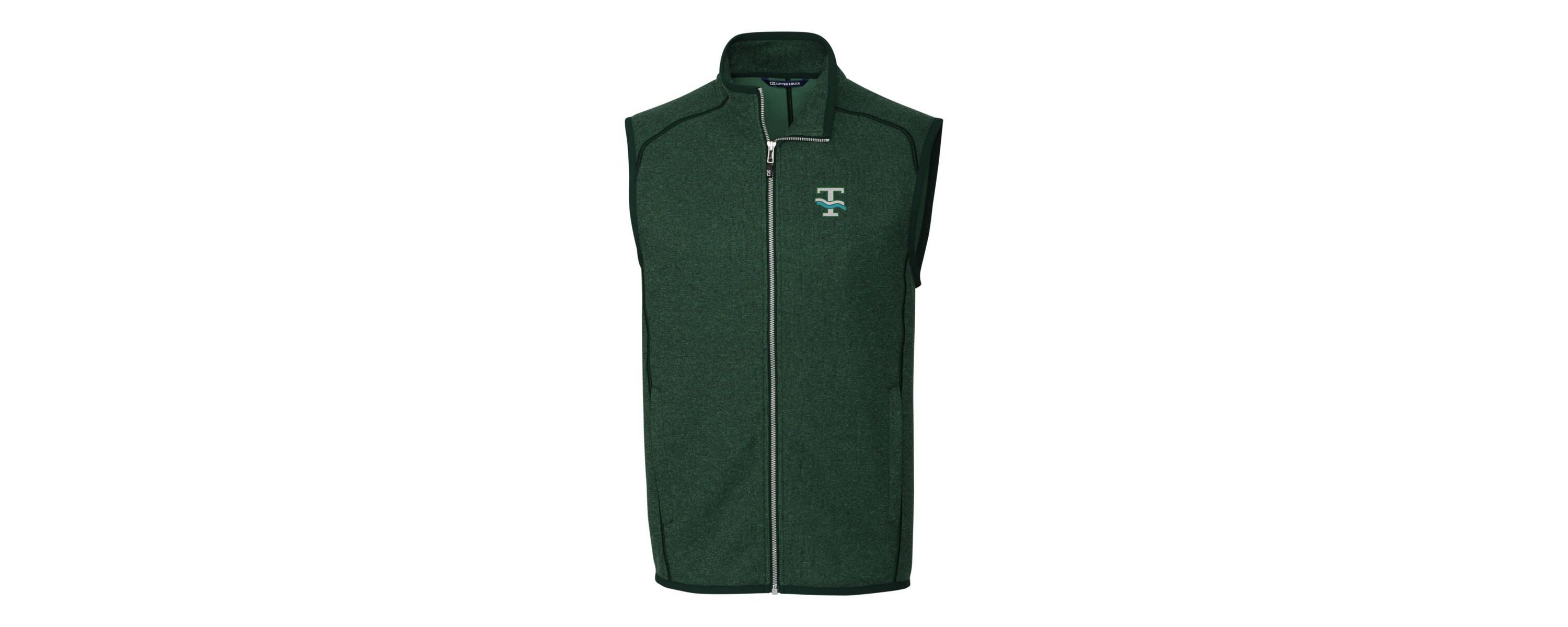 Tulane Green Wave NCAA Heather Tulane Wave Mainsail Sweater-Knit Full-Zip Vest