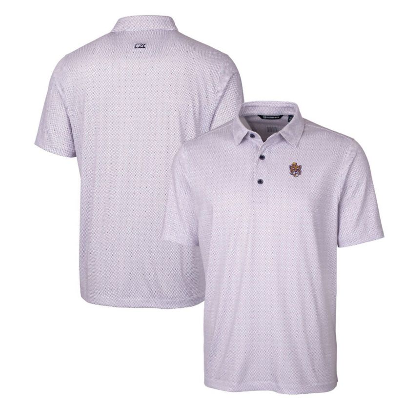 NCAA LSU Tigers Primary Team Logo Pike Double Dot Print Stretch Polo