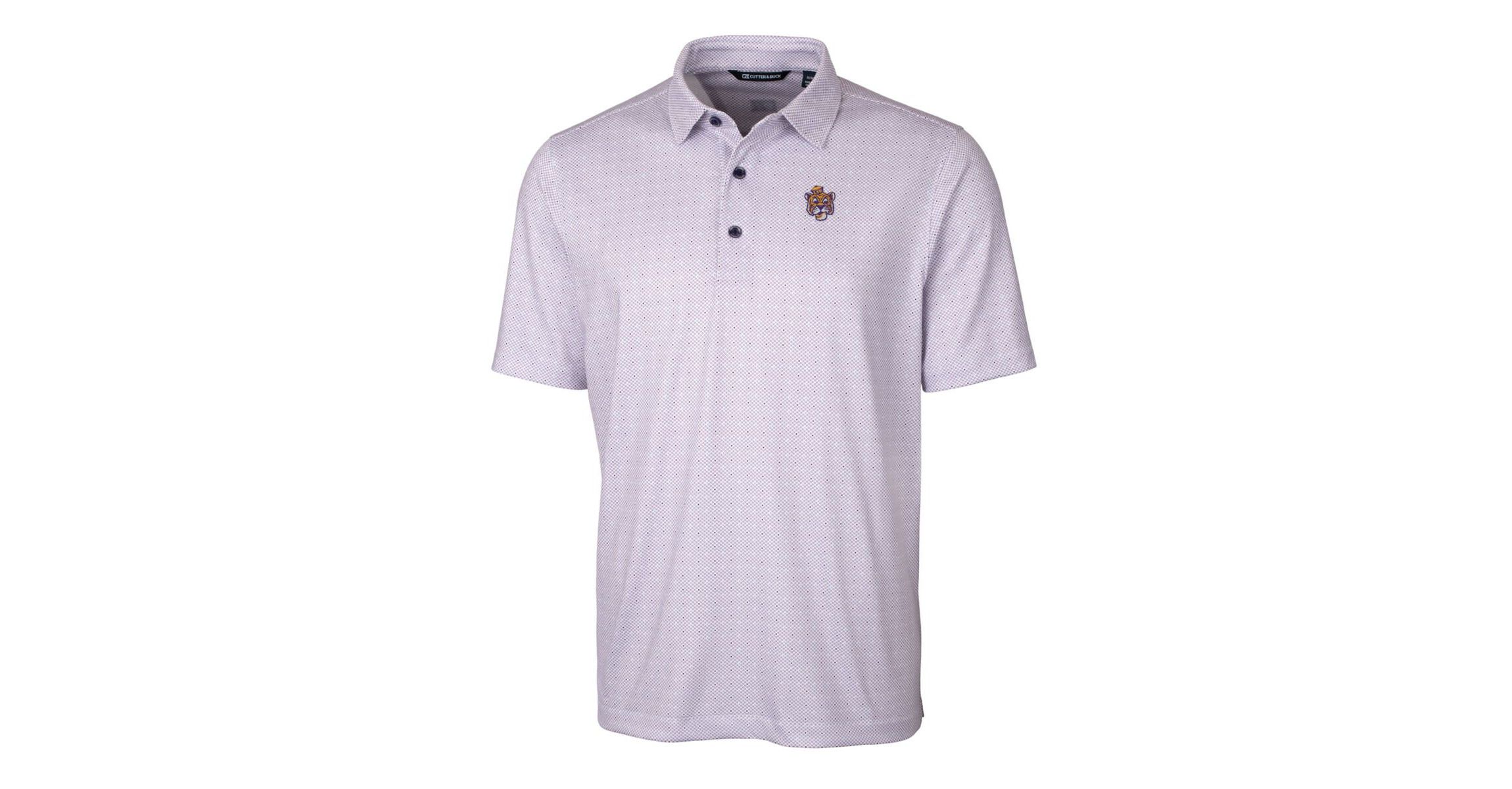 NCAA LSU Tigers Primary Team Logo Pike Double Dot Print Stretch Polo