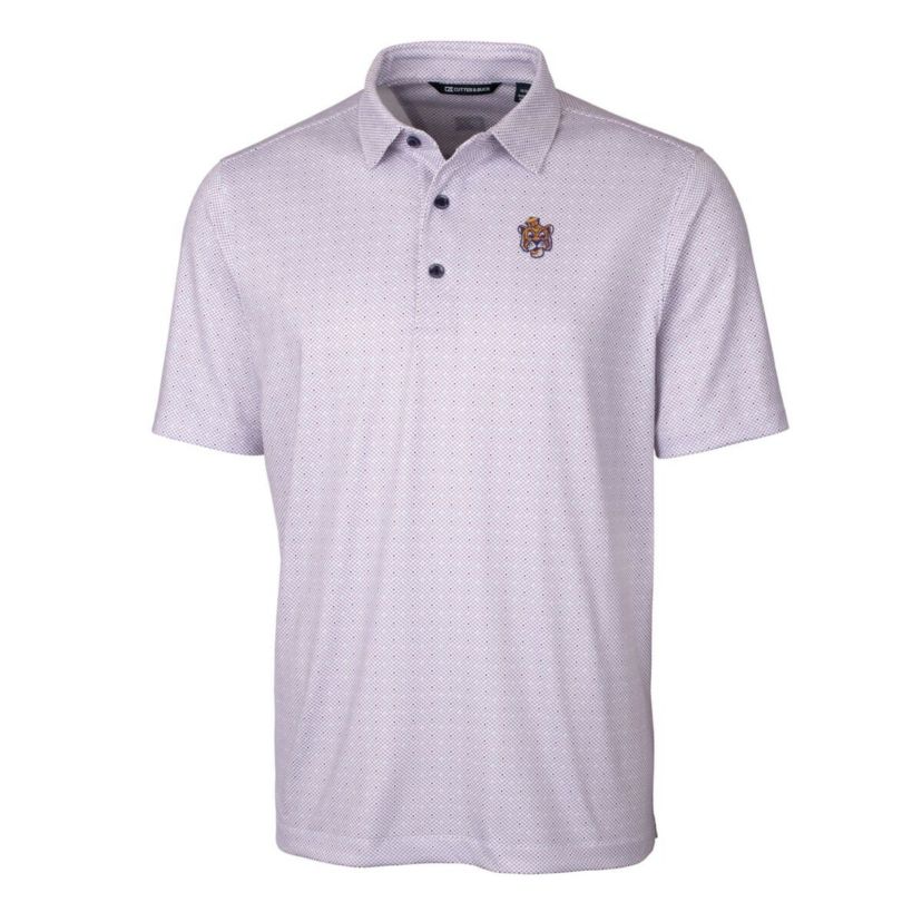 NCAA LSU Tigers Primary Team Logo Pike Double Dot Print Stretch Polo