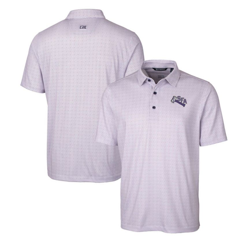 NCAA Stephen F Austin Lumberjacks Primary Team Logo Pike Double Dot Print Stretch Polo