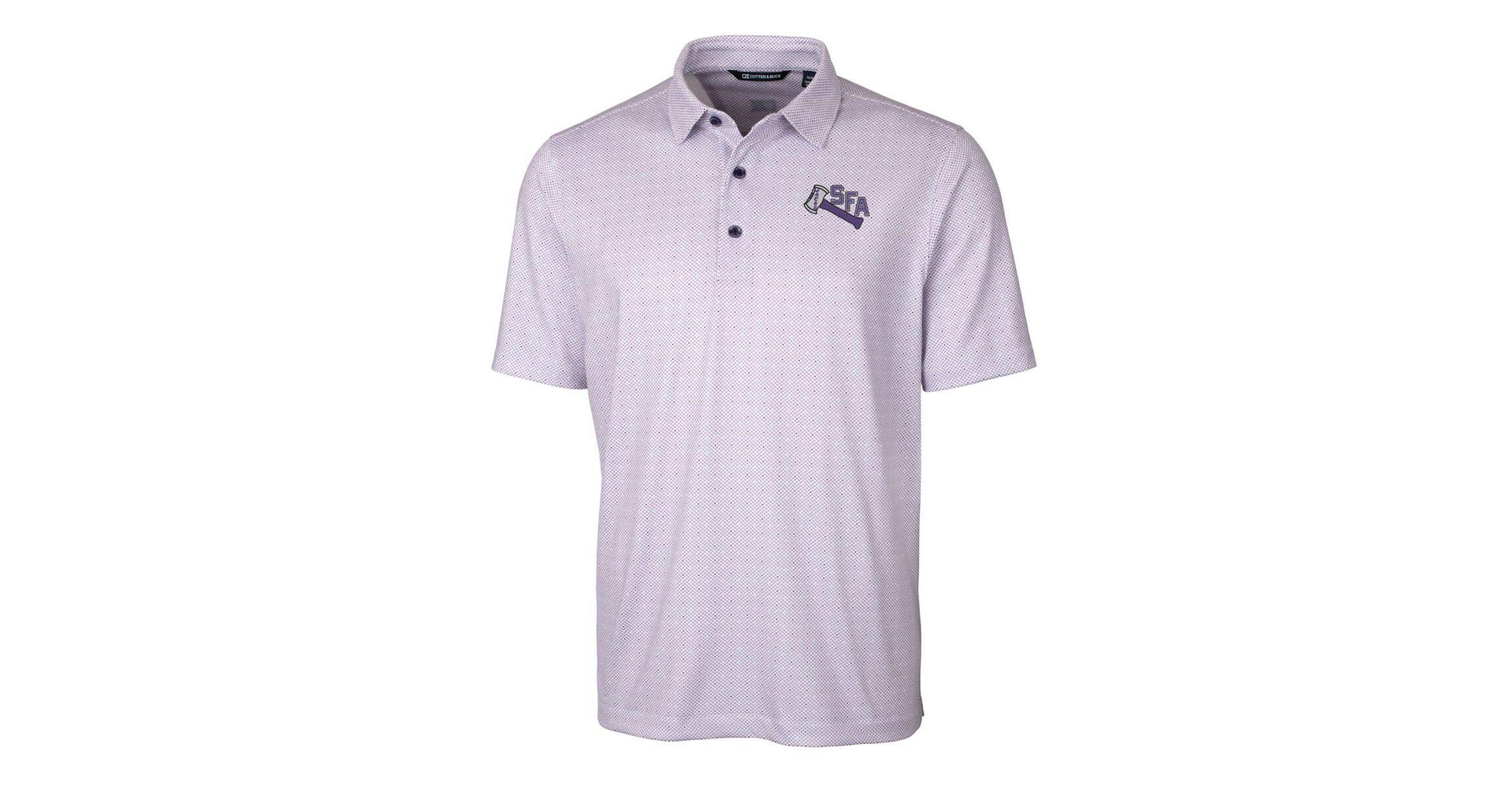 NCAA Stephen F Austin Lumberjacks Primary Team Logo Pike Double Dot Print Stretch Polo