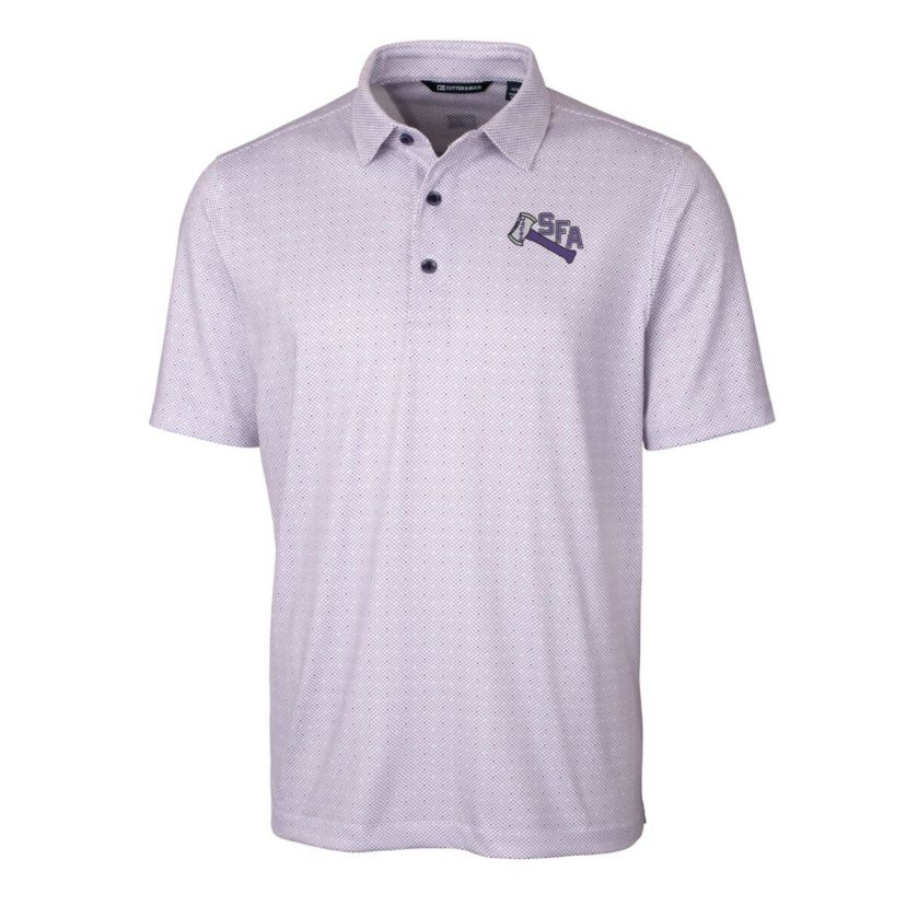 NCAA Stephen F Austin Lumberjacks Primary Team Logo Pike Double Dot Print Stretch Polo