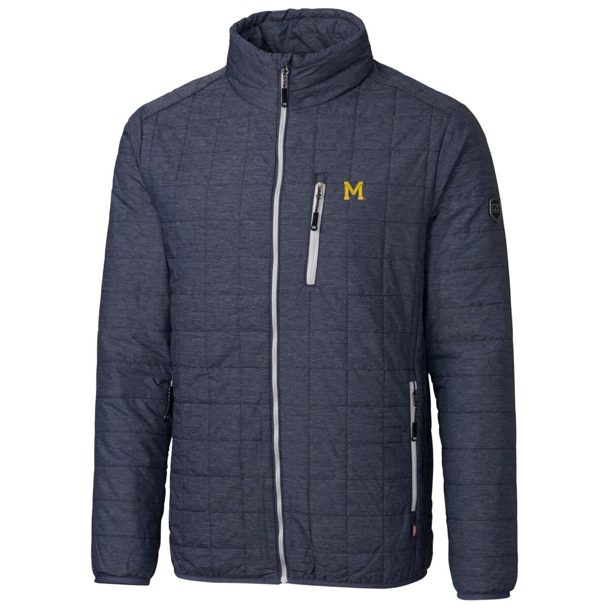 NCAA Heather Michigan Wolverines Primary Team Logo Rainier PrimaLoft Eco Insulated Full-Zip Puffer Jacket