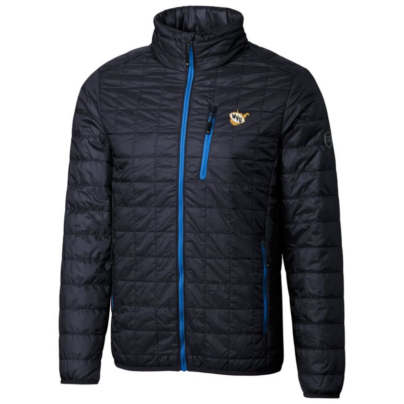 NCAA West Virginia Mountaineers Primary Team Logo Rainier PrimaLoft Eco Insulated Full-Zip Puffer Jacket