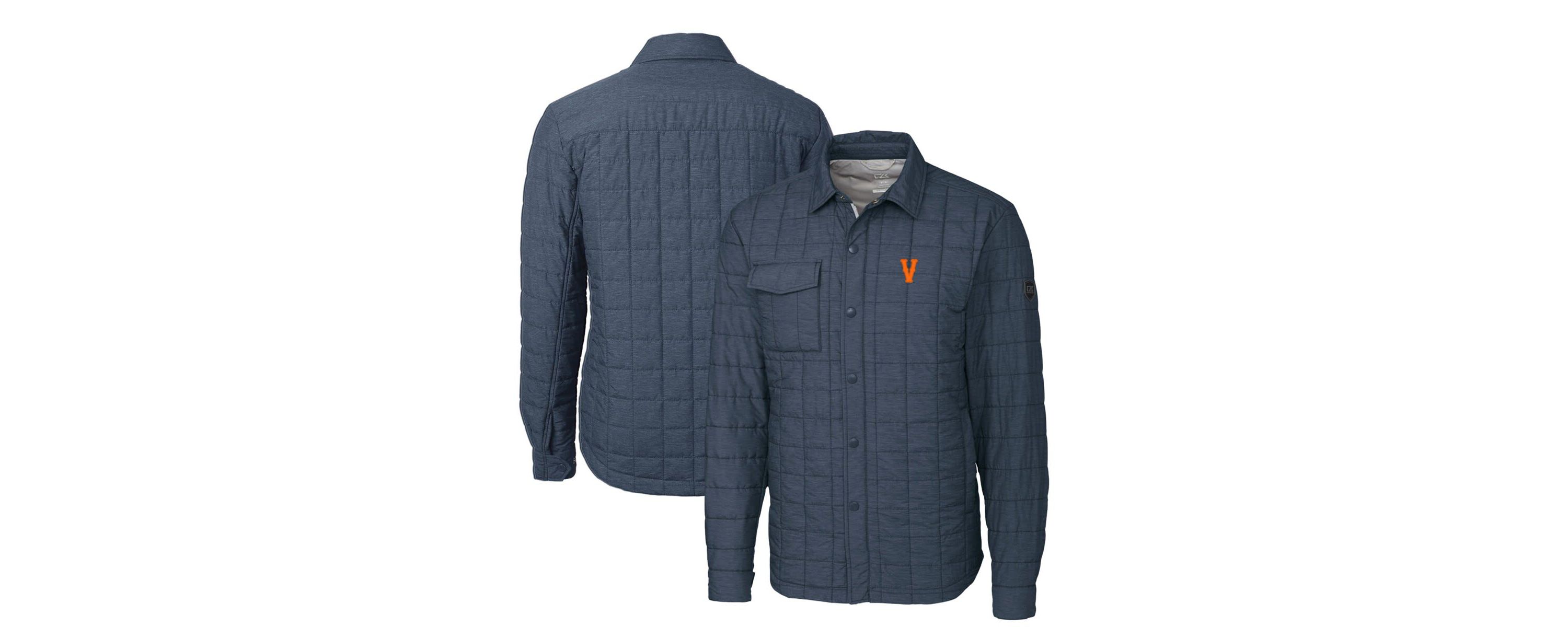 NCAA Heather Virginia Cavaliers Vintage Rainier PrimaLoft Eco Insulated Quilted Button-Up Shacket