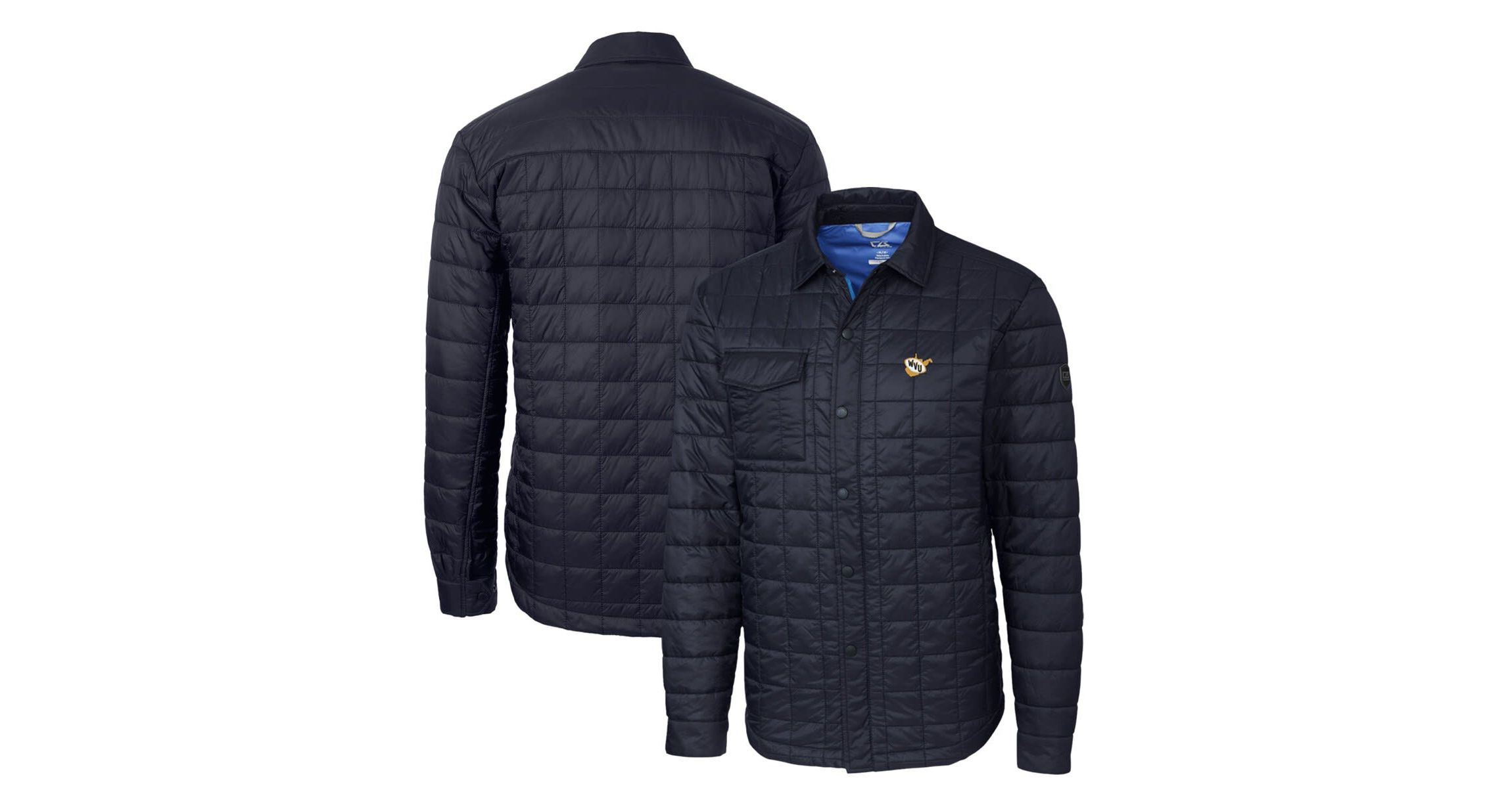 NCAA West Virginia Mountaineers Rainier PrimaLoft Eco Insulated Quilted Button-Up Shacket