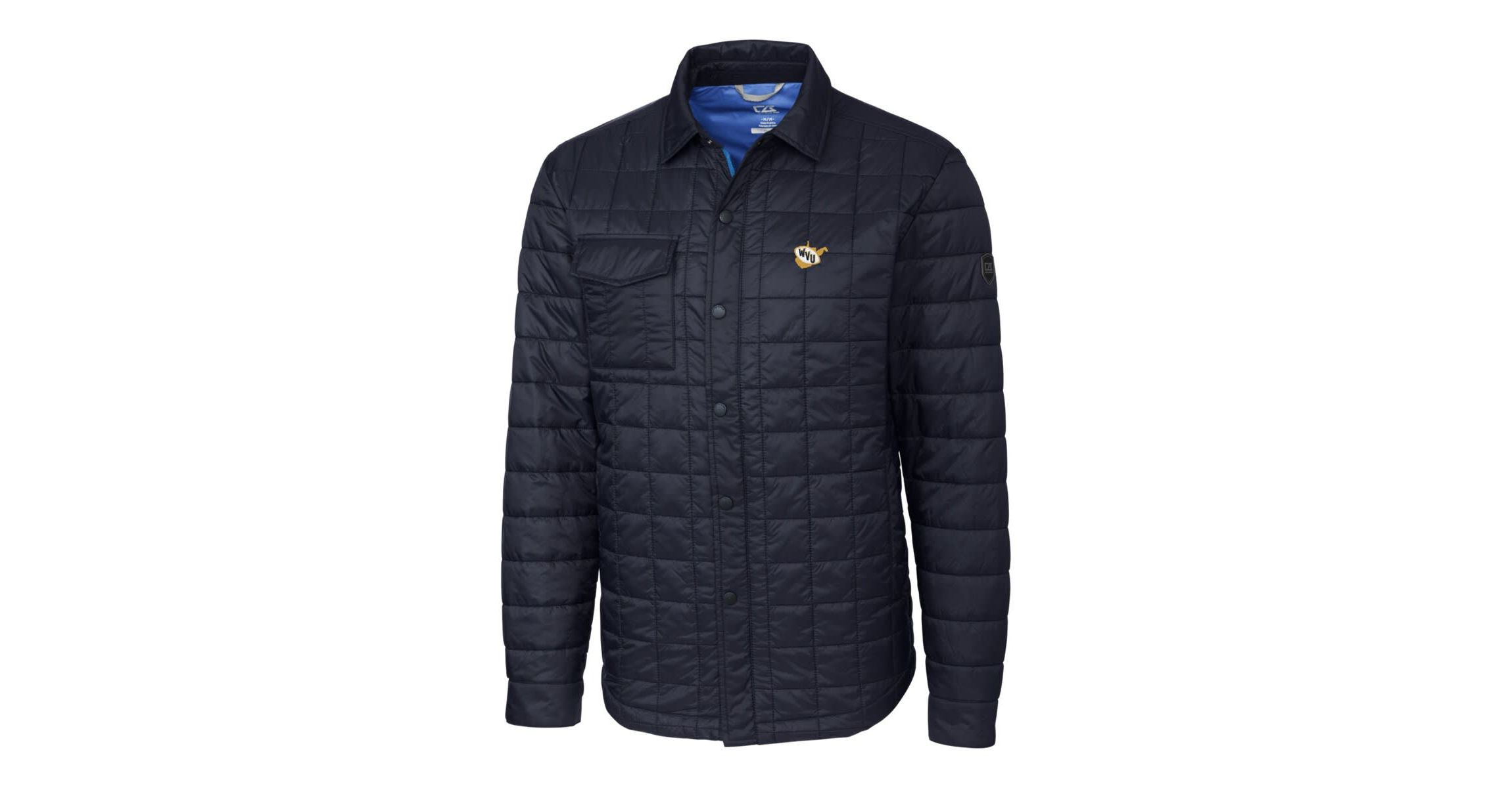 NCAA West Virginia Mountaineers Rainier PrimaLoft Eco Insulated Quilted Button-Up Shacket