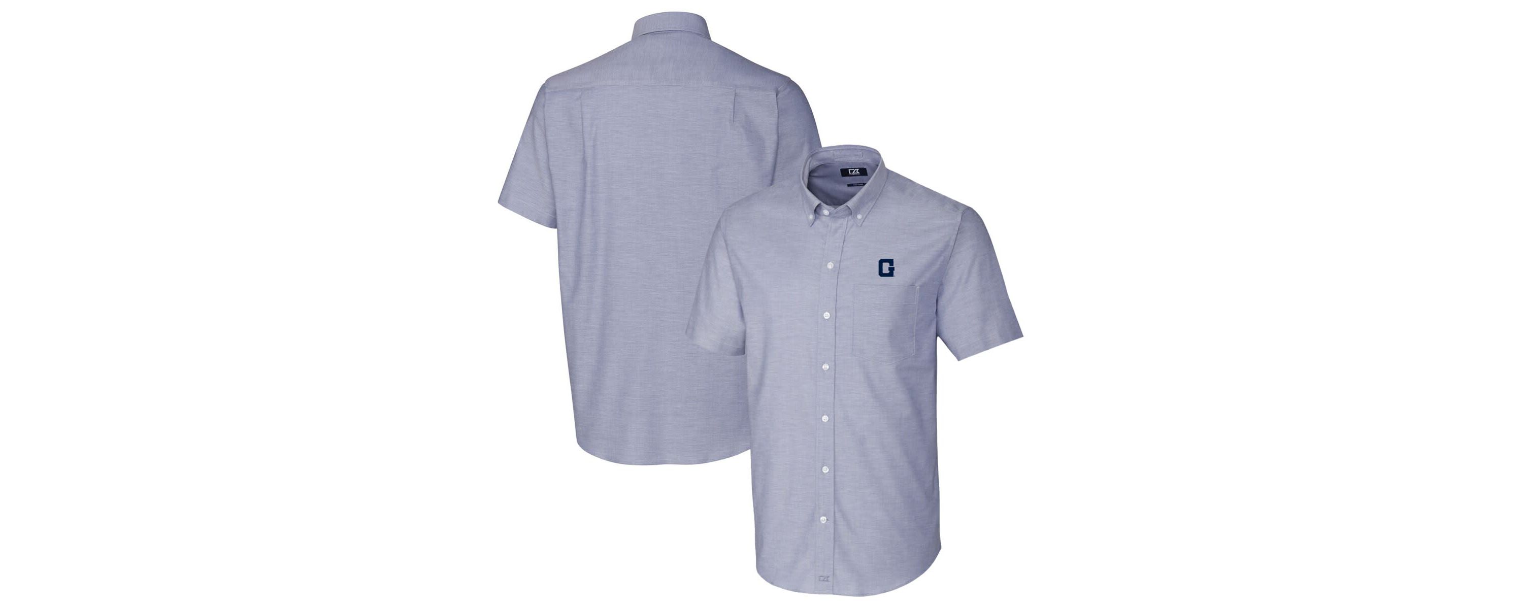 NCAA Light Georgetown Hoyas Vault Stretch Oxford Short Sleeve Button-Down Shirt