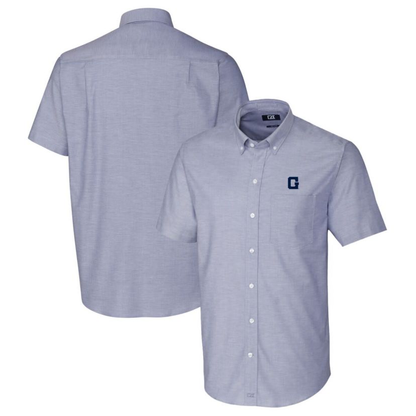 NCAA Light Georgetown Hoyas Vault Stretch Oxford Short Sleeve Button-Down Shirt