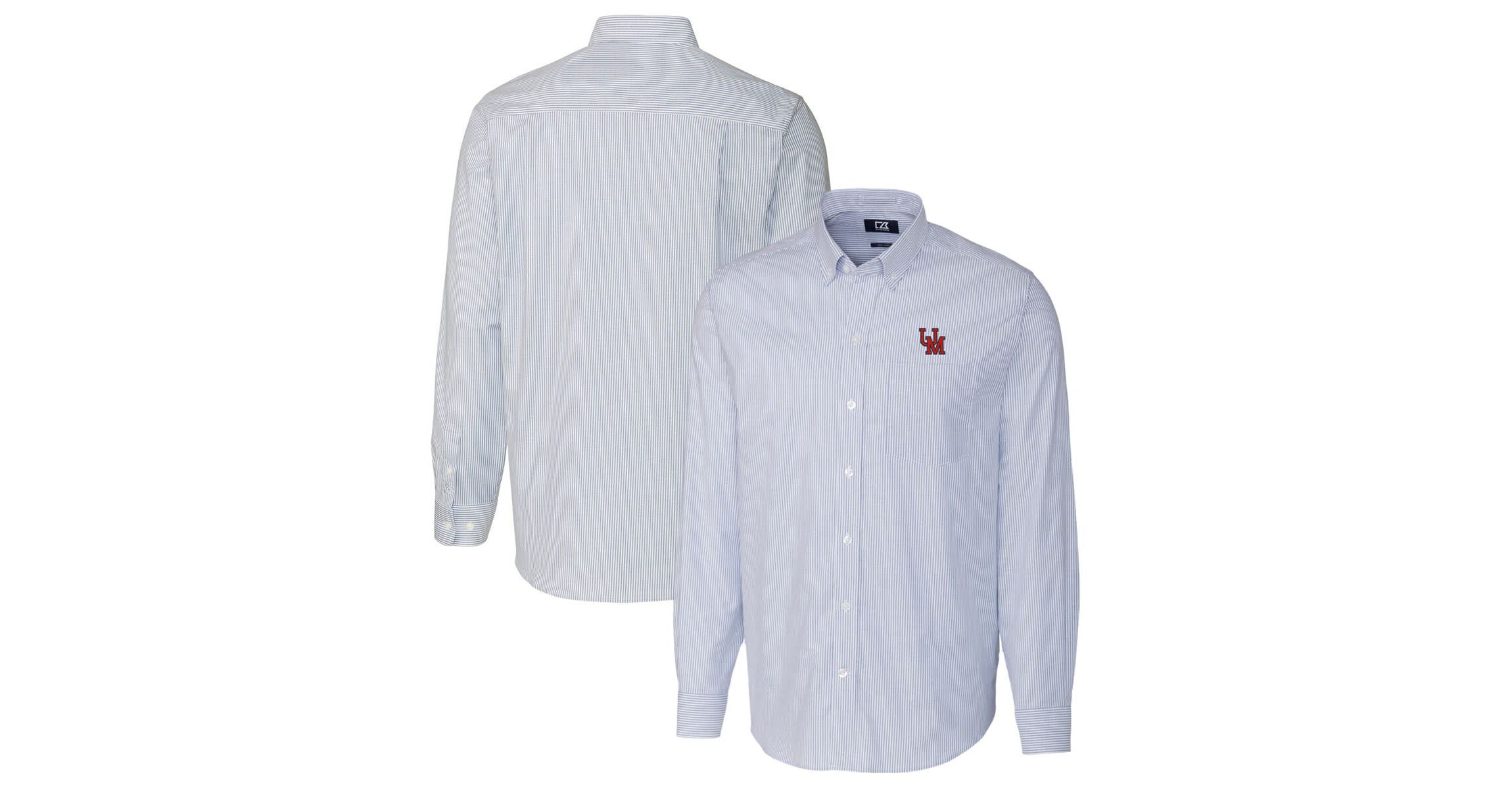 NCAA Powder Ole Miss Rebels Vault Stretch Oxford Stripe Long Sleeve Button-Down Shirt