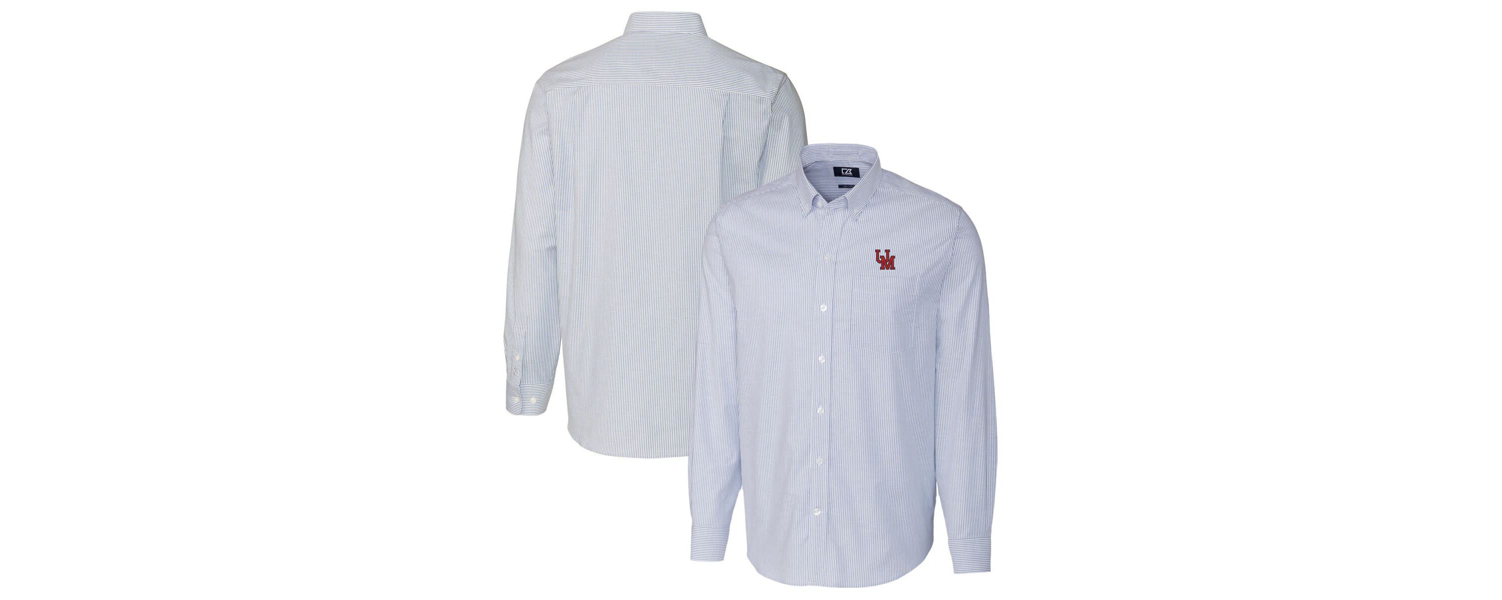 NCAA Powder Ole Miss Rebels Vault Stretch Oxford Stripe Long Sleeve Button-Down Shirt