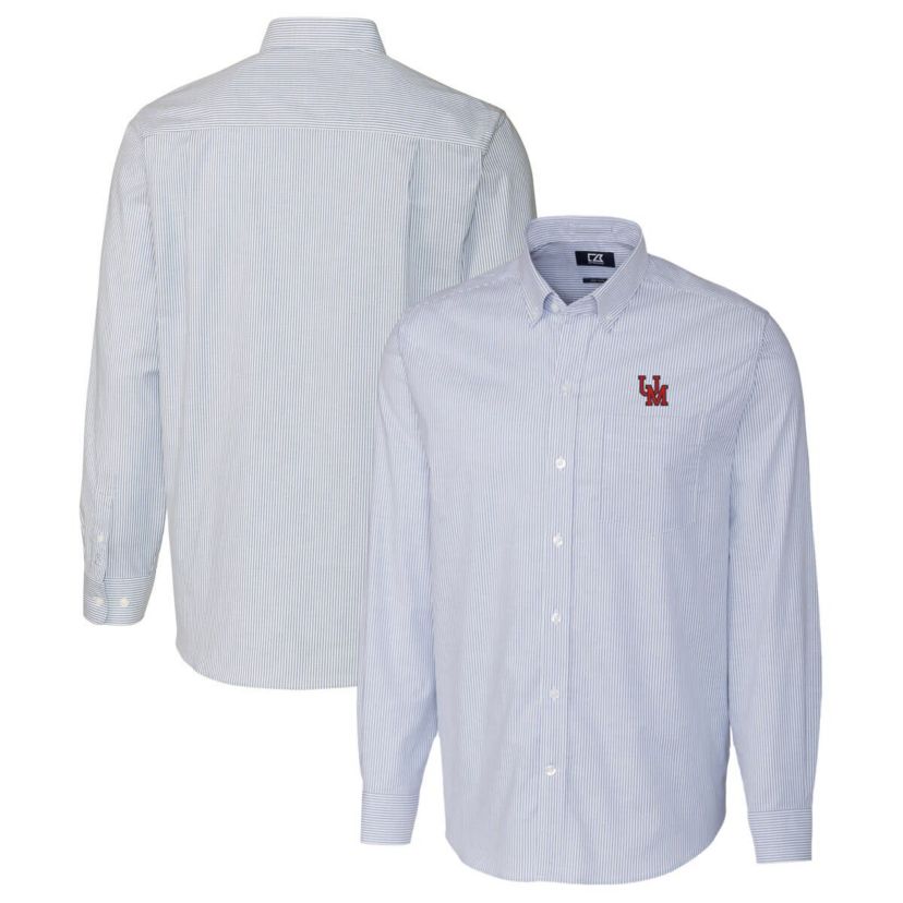 NCAA Powder Ole Miss Rebels Vault Stretch Oxford Stripe Long Sleeve Button-Down Shirt