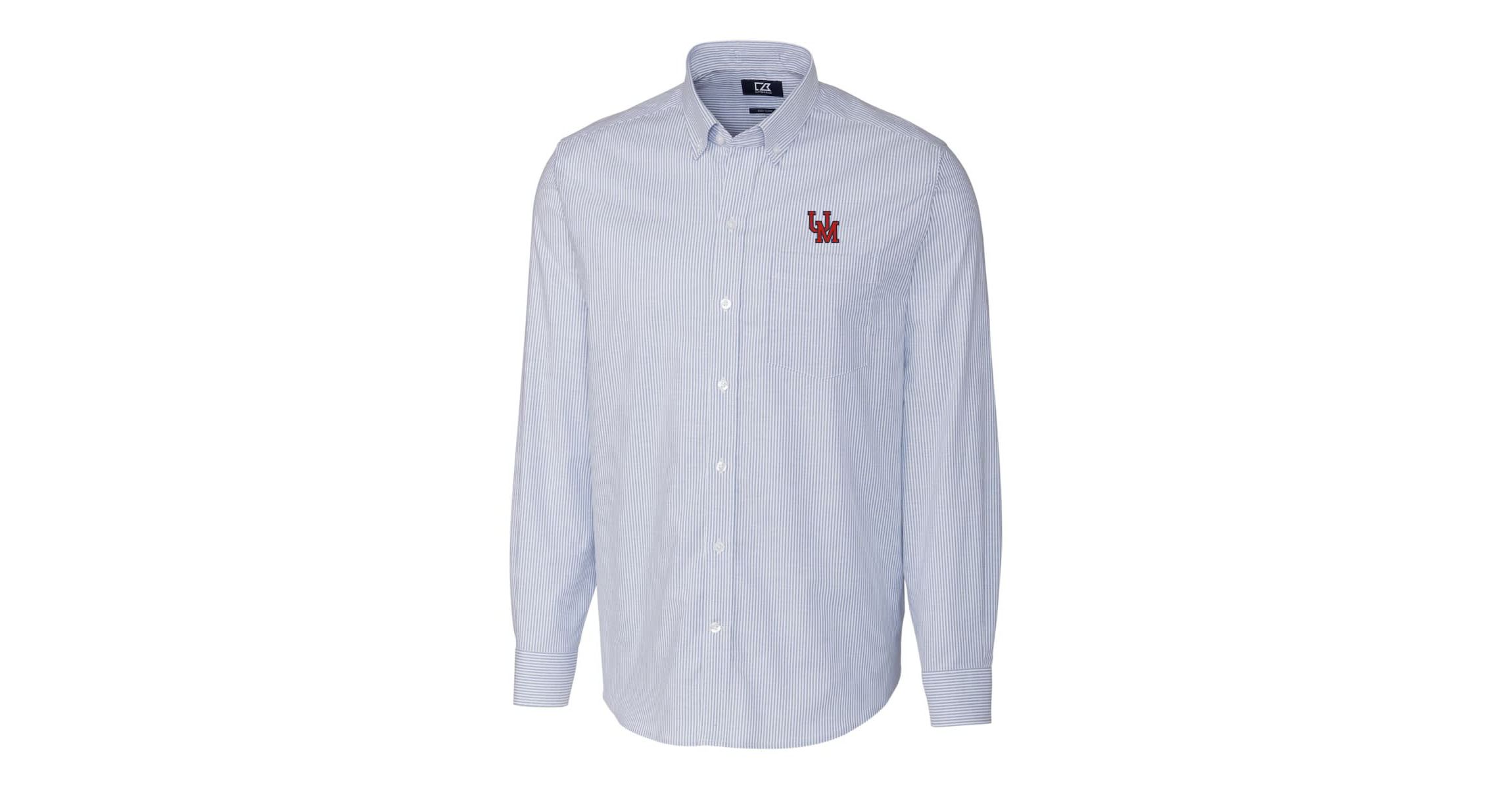NCAA Powder Ole Miss Rebels Vault Stretch Oxford Stripe Long Sleeve Button-Down Shirt