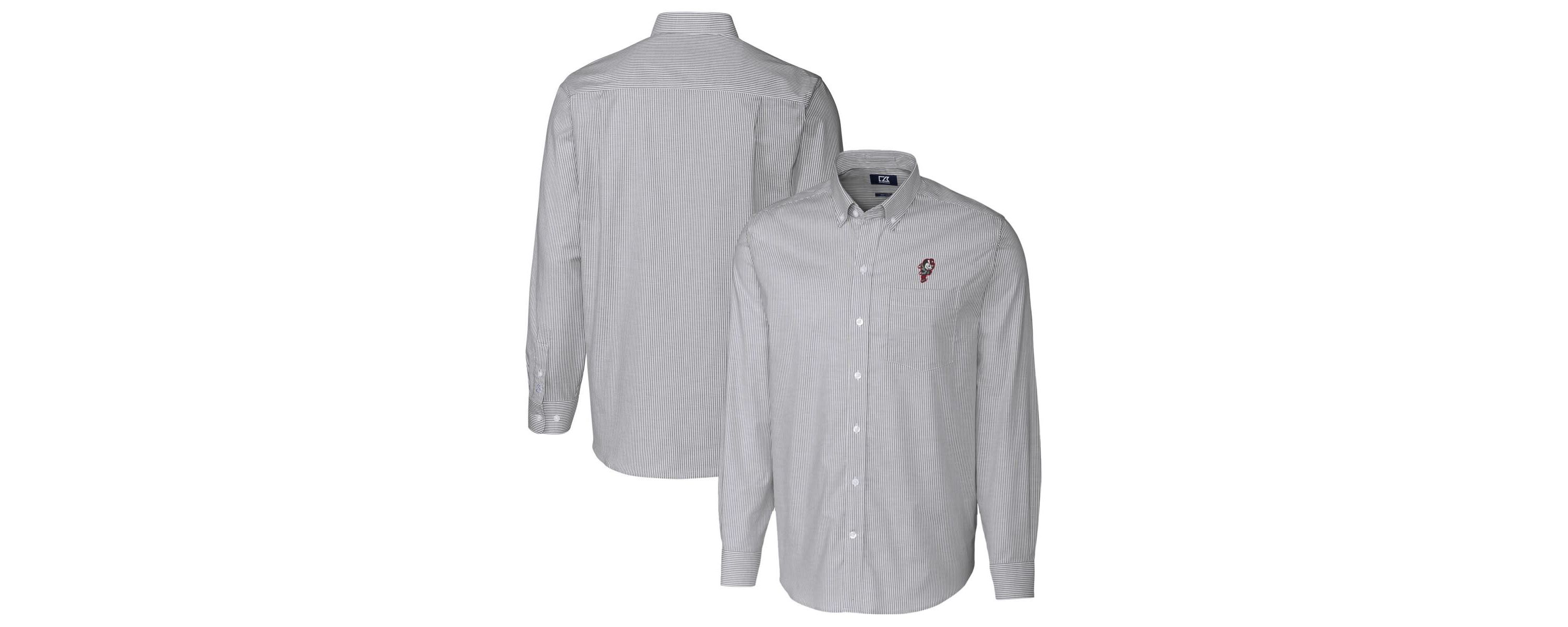NCAA Ohio State Buckeyes Vault Stretch Oxford Stripe Long Sleeve Button-Down Shirt