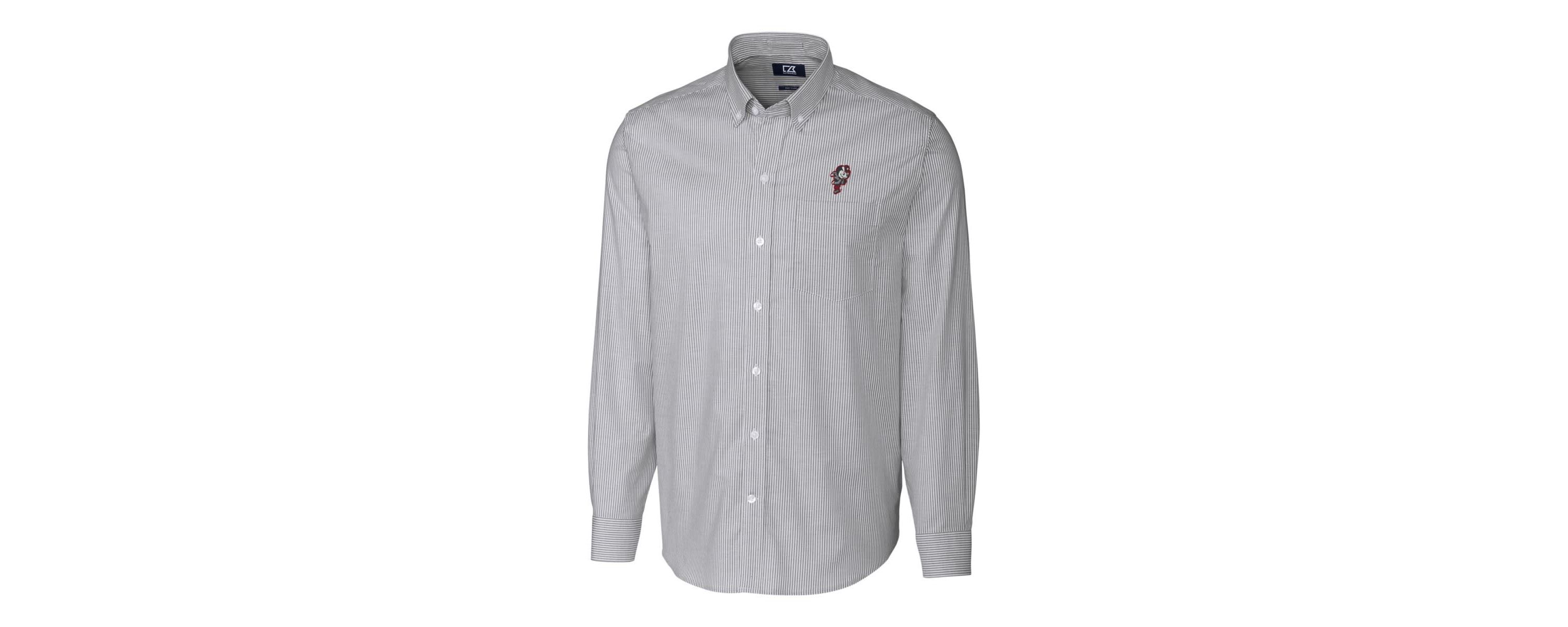 NCAA Ohio State Buckeyes Vault Stretch Oxford Stripe Long Sleeve Button-Down Shirt