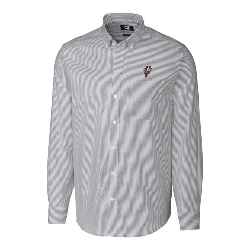 NCAA Ohio State Buckeyes Vault Stretch Oxford Stripe Long Sleeve Button-Down Shirt