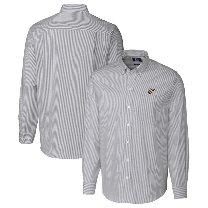 NCAA West Virginia Mountaineers Vault Stretch Oxford Stripe Long Sleeve Button-Down Shirt