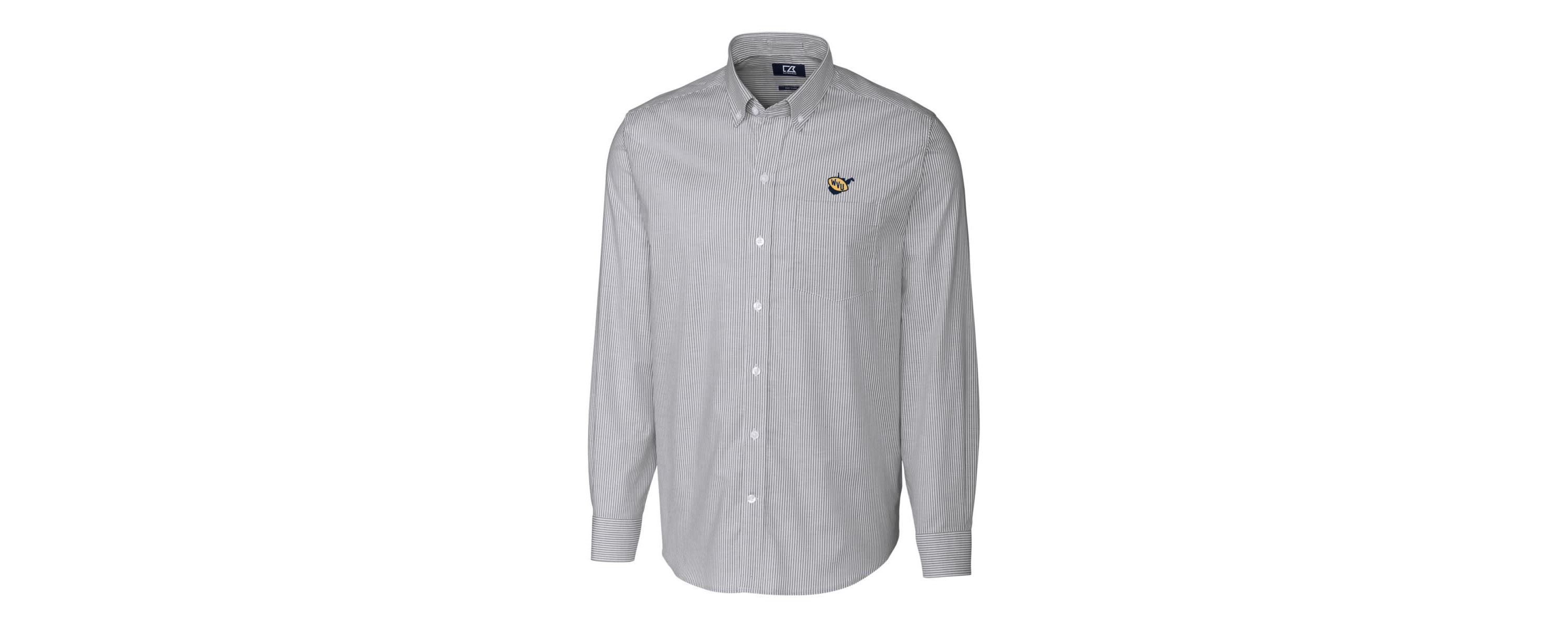 NCAA West Virginia Mountaineers Vault Stretch Oxford Stripe Long Sleeve Button-Down Shirt
