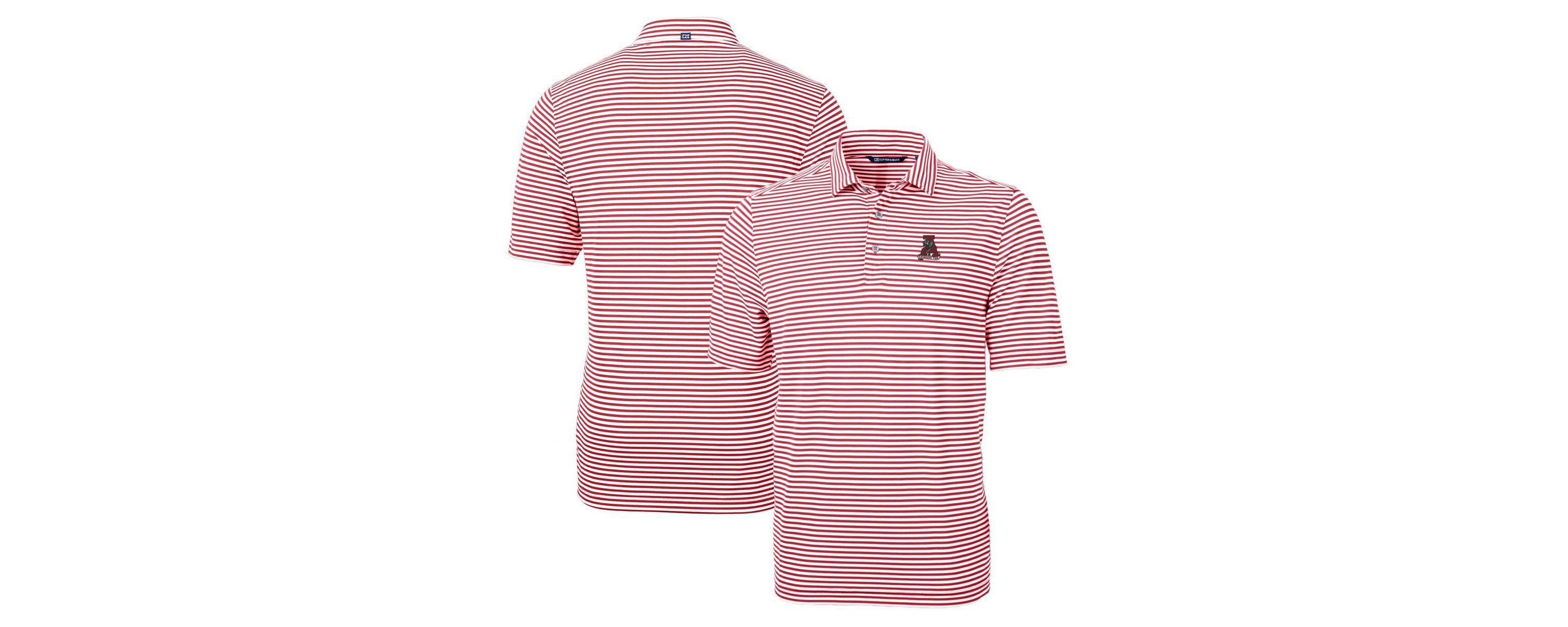 Alabama Crimson Tide NCAA Alabama Tide Throwback Logo Virtue Eco Pique Stripe Recycled Polo