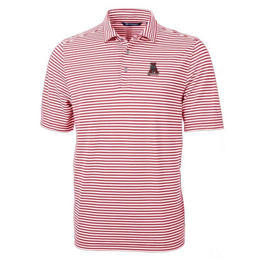 Alabama Crimson Tide NCAA Alabama Tide Throwback Logo Virtue Eco Pique Stripe Recycled Polo