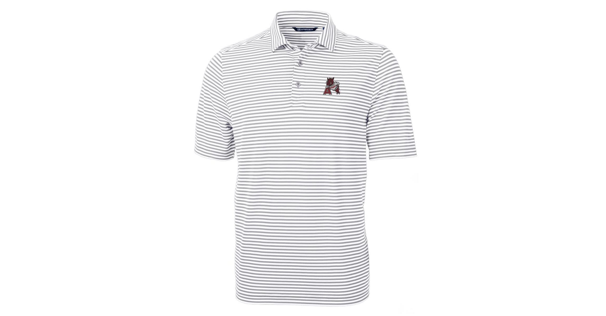 NCAA Arkansas Razorbacks Throwback Logo Virtue Eco Pique Stripe Recycled Polo