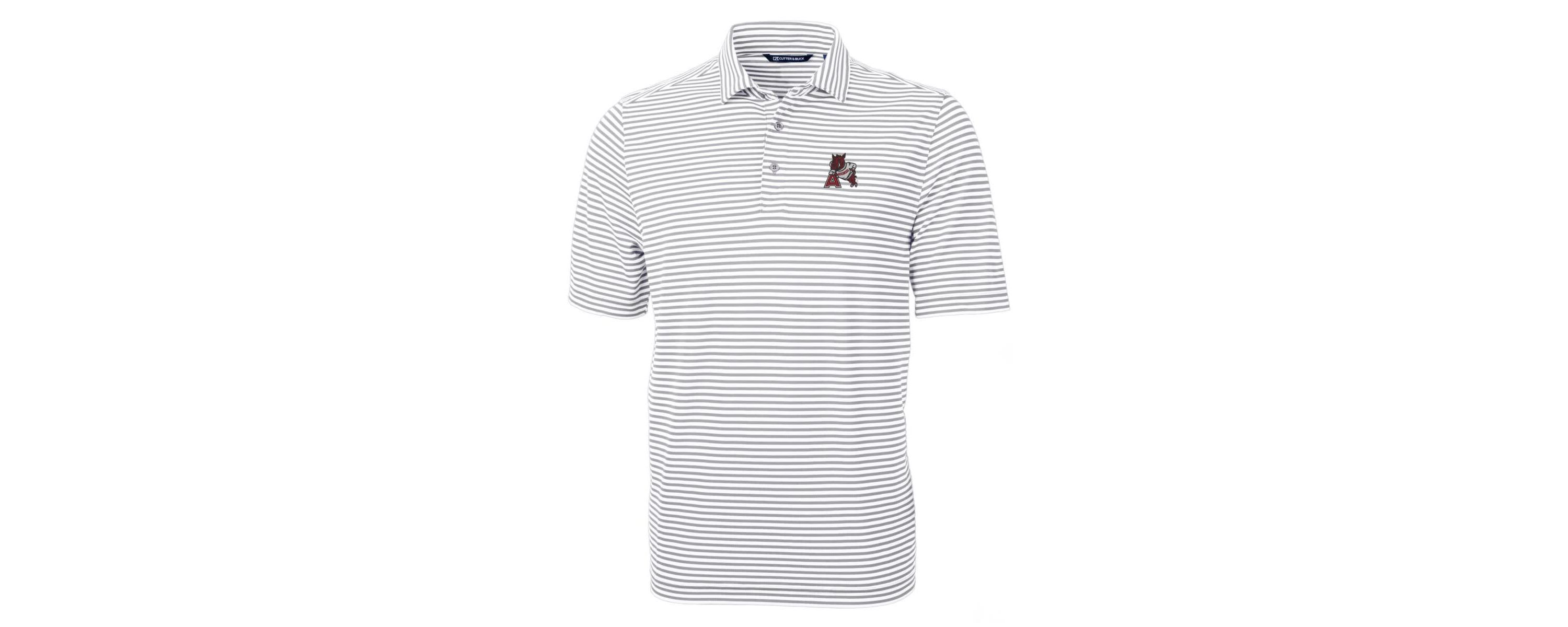 NCAA Arkansas Razorbacks Throwback Logo Virtue Eco Pique Stripe Recycled Polo