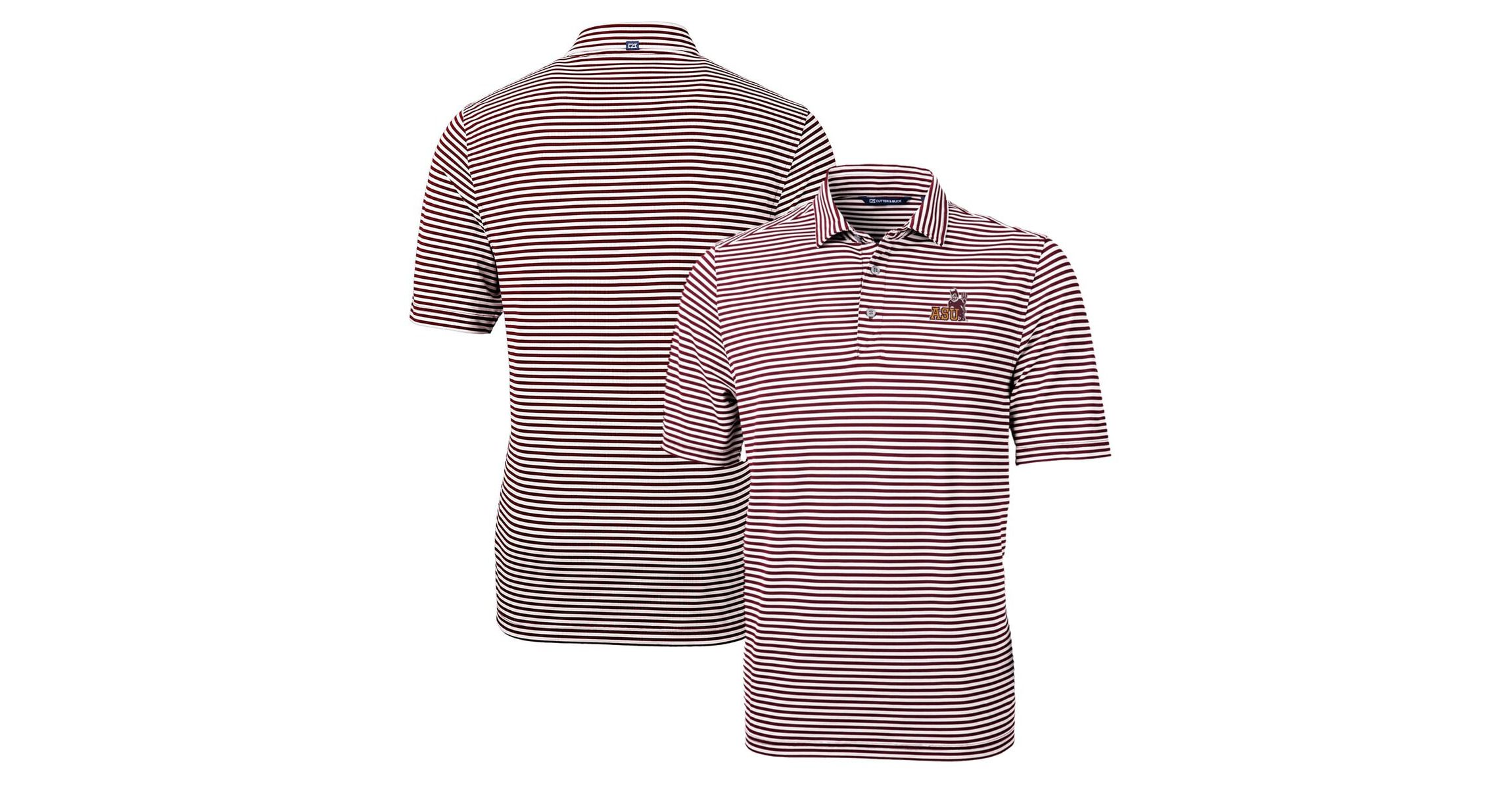 NCAA Arizona State Sun Devils Throwback Logo Virtue Eco Pique Stripe Recycled Polo